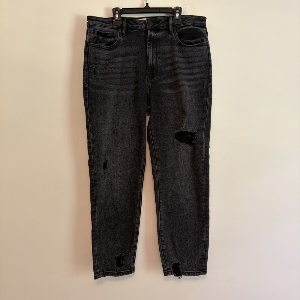 Dear John Sz 31 Black Denim Distressed Jeans Grunge Goth Stretch Hipster